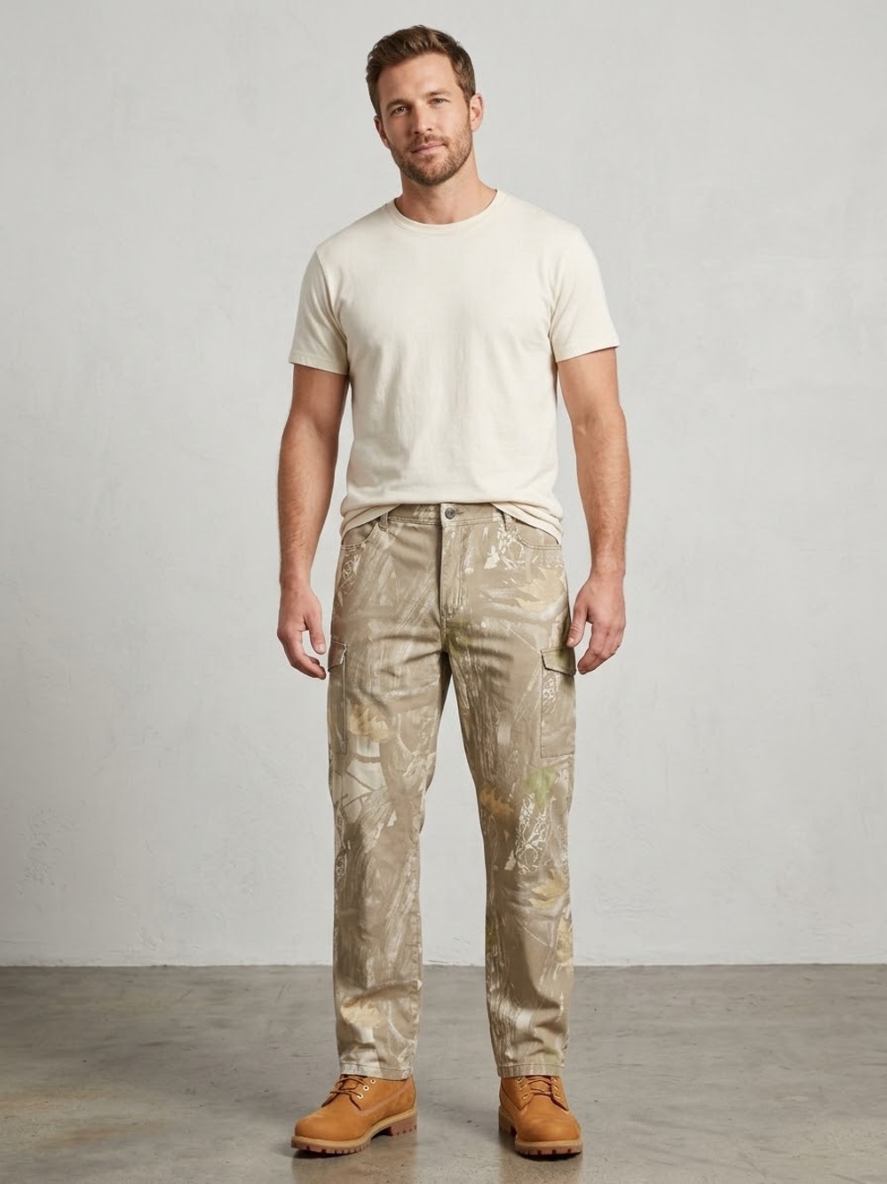 RING OF FIRE Men's Camouflage Cargo Pants - Taupe Green Camo. Size 36
